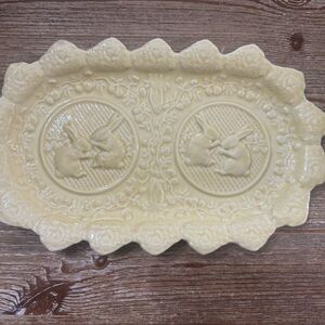 Bordallo Pinheiro Yellow Ceramic Bunny Platter